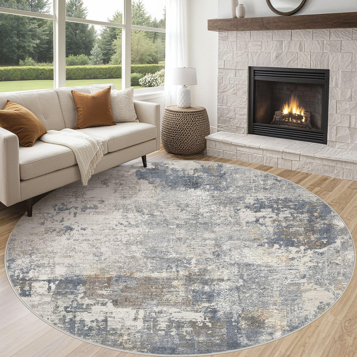 UERMEI 9x12 Area Rug Living Room Rugs - Washable Neutral Modern Abstract Soft Thin Large Rug Indoor Floor No Slip Rug Carpet for Bedroom Under Dining Table Home Office Decor - Brown Grey