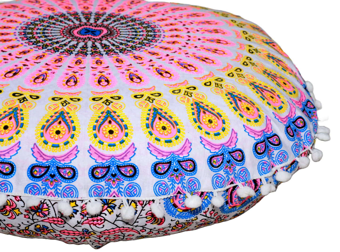 Large Round seat Floor Cushion Chair Ottoman Cover Pouf Pillow Meditation Floor Cushions for Adults Seating pouffe Ottoman Throw Covers Craft Room Furniture for Sitting Cover 22 Inches (Multi Nap)