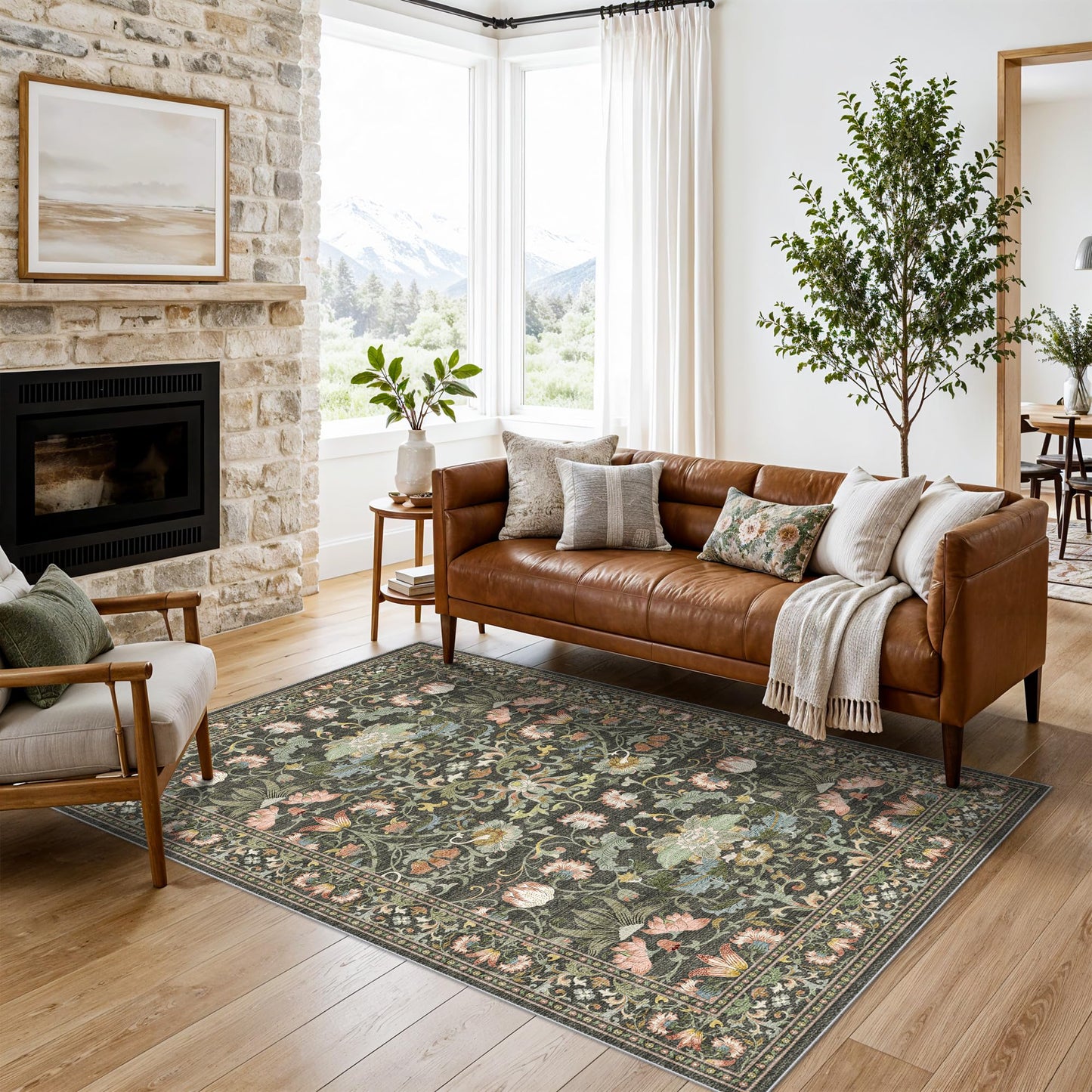 2x6 Hallway Washable Runner Rug : Vintage Soft Kitchen Laundry Runner with Non Slip Backing Farmhouse Entryway Living Room Floor Mat Stain Resistant Carpet for Bedroom Bathroom Distressed Beside Rug