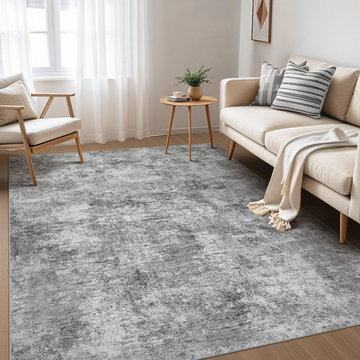 Nakagishi Boho 5x7 Area Rug Living Room Rugs Machine Washable Beige/Brown | Soft, Pet & Kid Friendly, Carpet for Living Room/Bedroom/Office/Kitchen/Nursery, Daily Home Decor Stain Resistant Moroccan