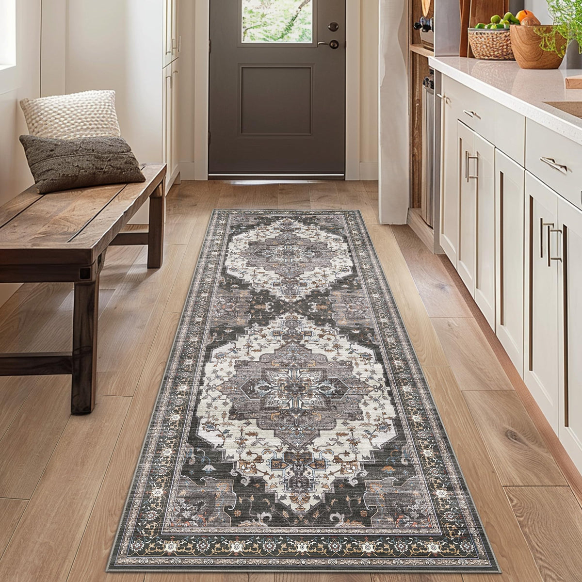 BEIMO 5x7 Green Abstract Area Rug, Washable Non-Slip for Bedroom | Soft Low-Pile Carpet, Lightweight and Easy to Vacuum, Sage Living Rooms, Dining Rooms, Bedrooms, and Home Offices