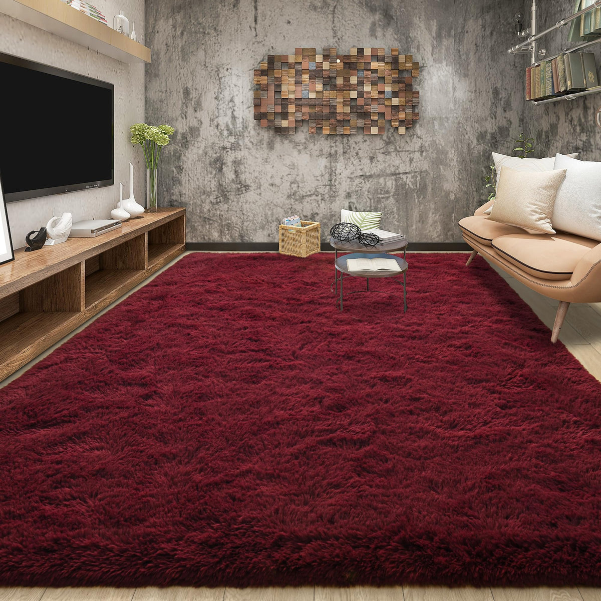 Area Rugs 9x12 for Living Room, Super Soft Fluffy Rugs for Bedroom | Modern Shaggy Rug Fuzzy Carpets for Kids, Plush Indoor Nursery Home Decor Rug with Non-Slip Bottom, Black