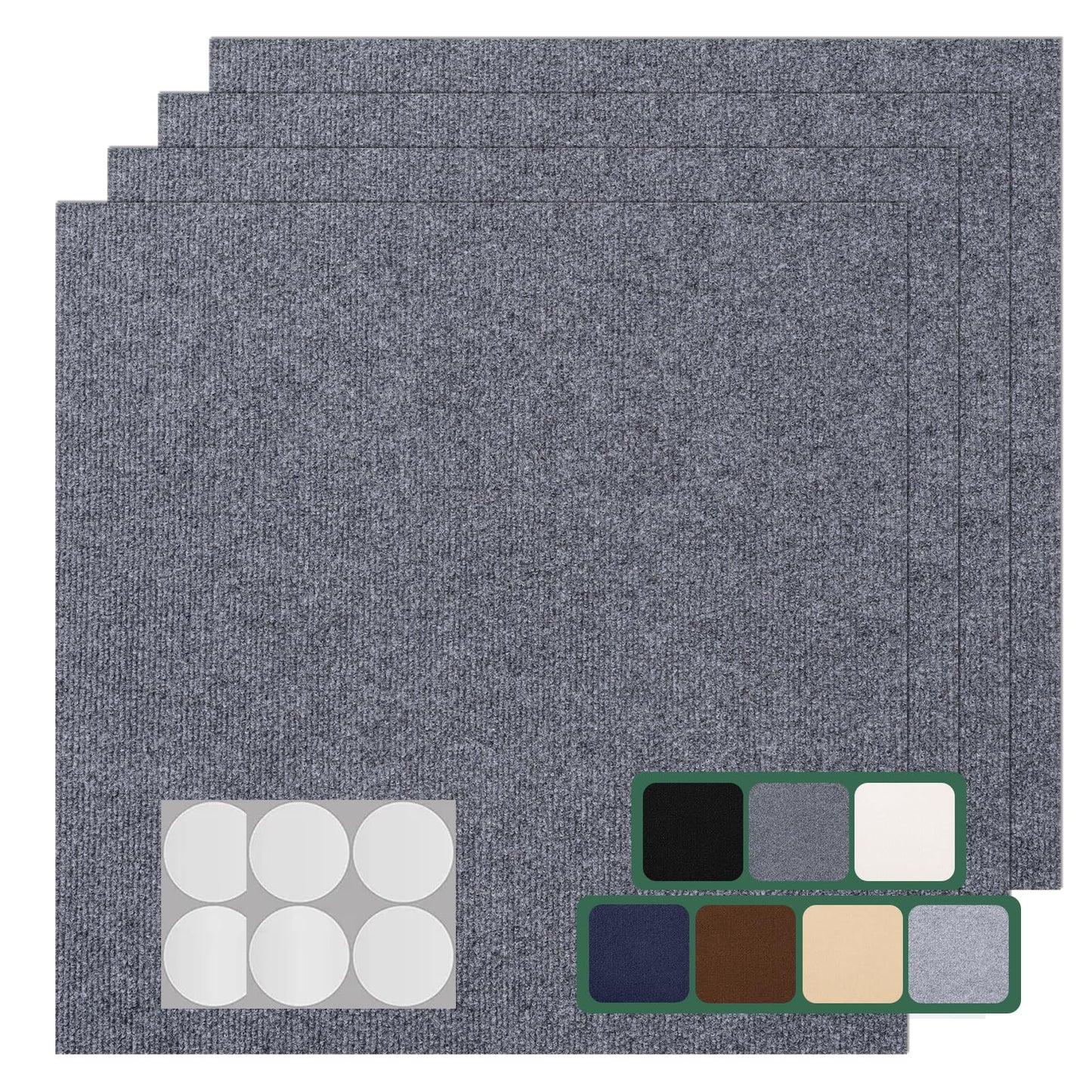 VallisCo Carpet Tile 20 Pack 24” X 24” Self Adhesive Carpet Floor Tiles Anti-Slip Squares Peel and Stick Floor Tile DIY Installation for Bedroom(Light Grey)