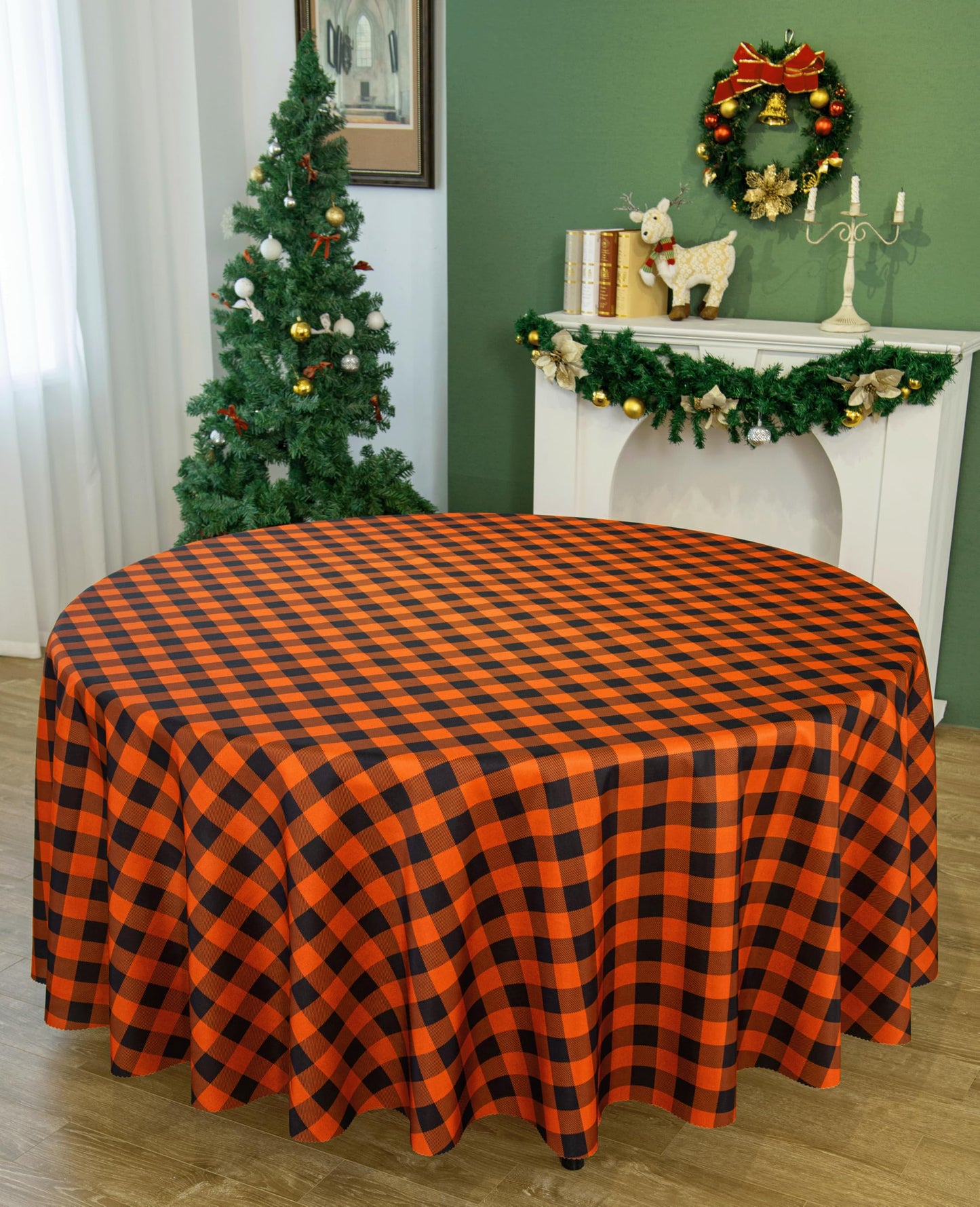 Waterproof Checkered Tablecloth Fabric - Rectangle 58x84 Inch Classic Gingham Buffalo Plaid Table Cloth for Indoor/Outdoor Use - Washable Table Cover for Kitchen, BBQs, and Parties