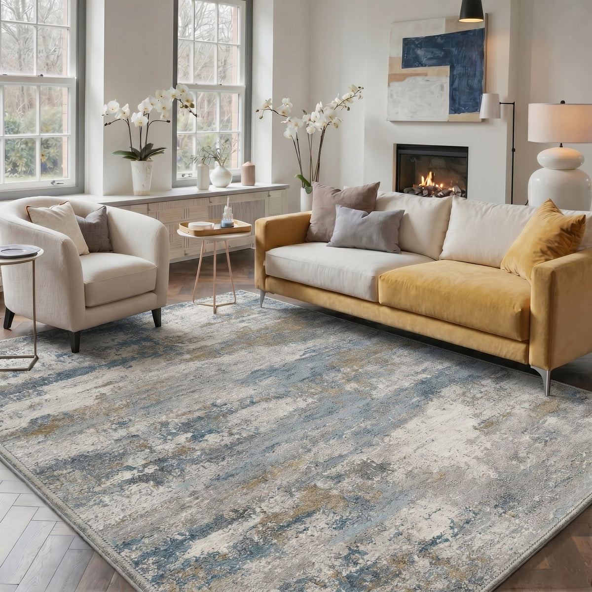 BEIMO 5x7 Green Abstract Area Rug, Washable Non-Slip for Bedroom | Soft Low-Pile Carpet, Lightweight and Easy to Vacuum, Sage Living Rooms, Dining Rooms, Bedrooms, and Home Offices