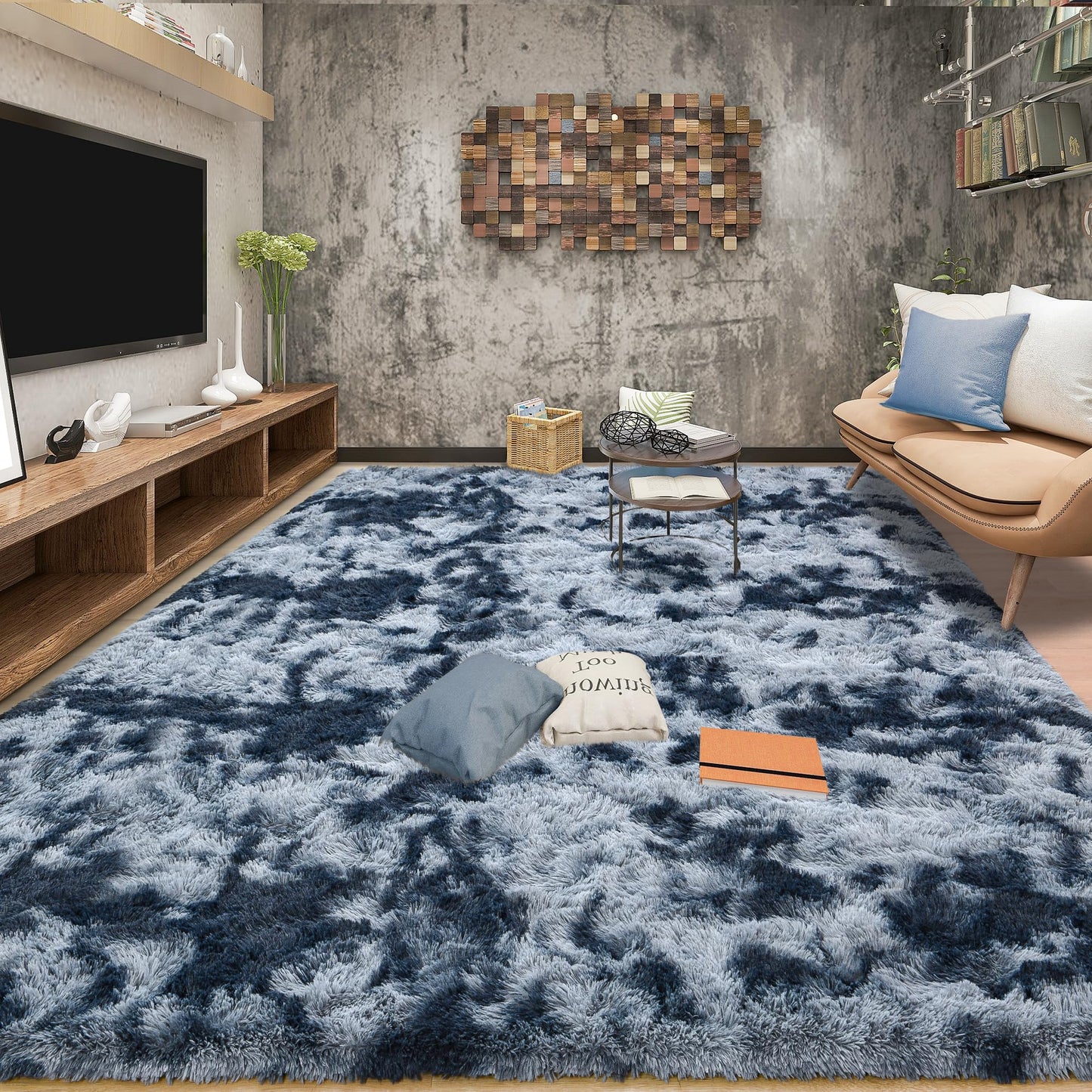 Area Rugs 9x12 for Living Room, Super Soft Fluffy Rugs for Bedroom | Modern Shaggy Rug Fuzzy Carpets for Kids, Plush Indoor Nursery Home Decor Rug with Non-Slip Bottom, Black