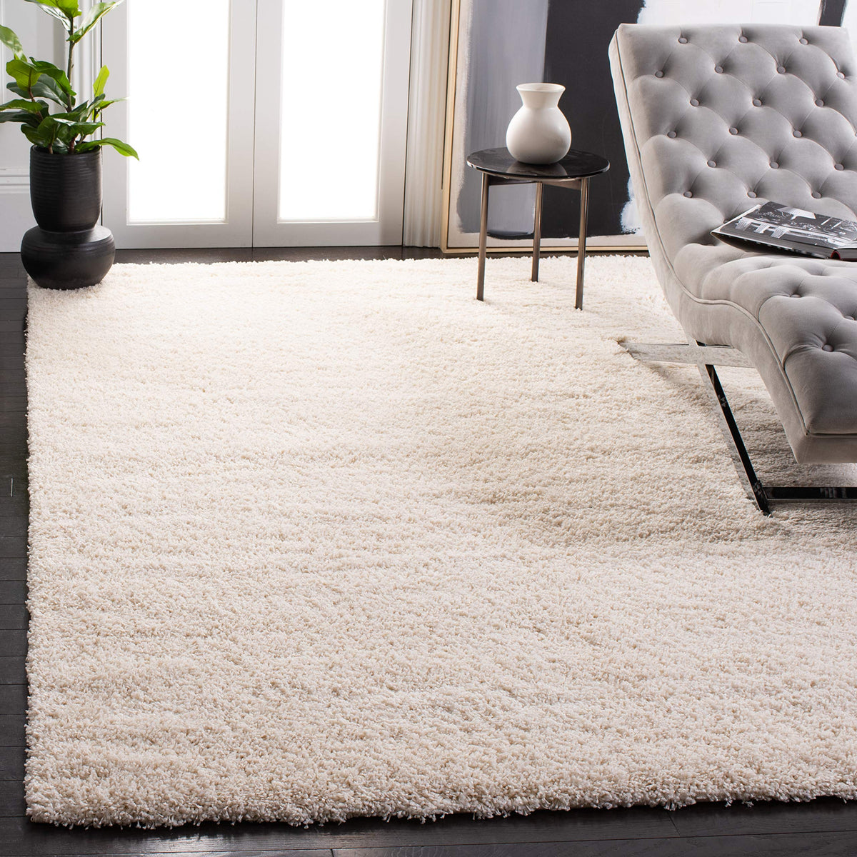 SAFAVIEH California Shag Collection Area Rug - 8' x 10', Ivory, Non-Shedding & Easy to Clean, Ultra Plush Thick Pile, Ideal for Living Room, Bedroom, Dining Space (SG151-1212)