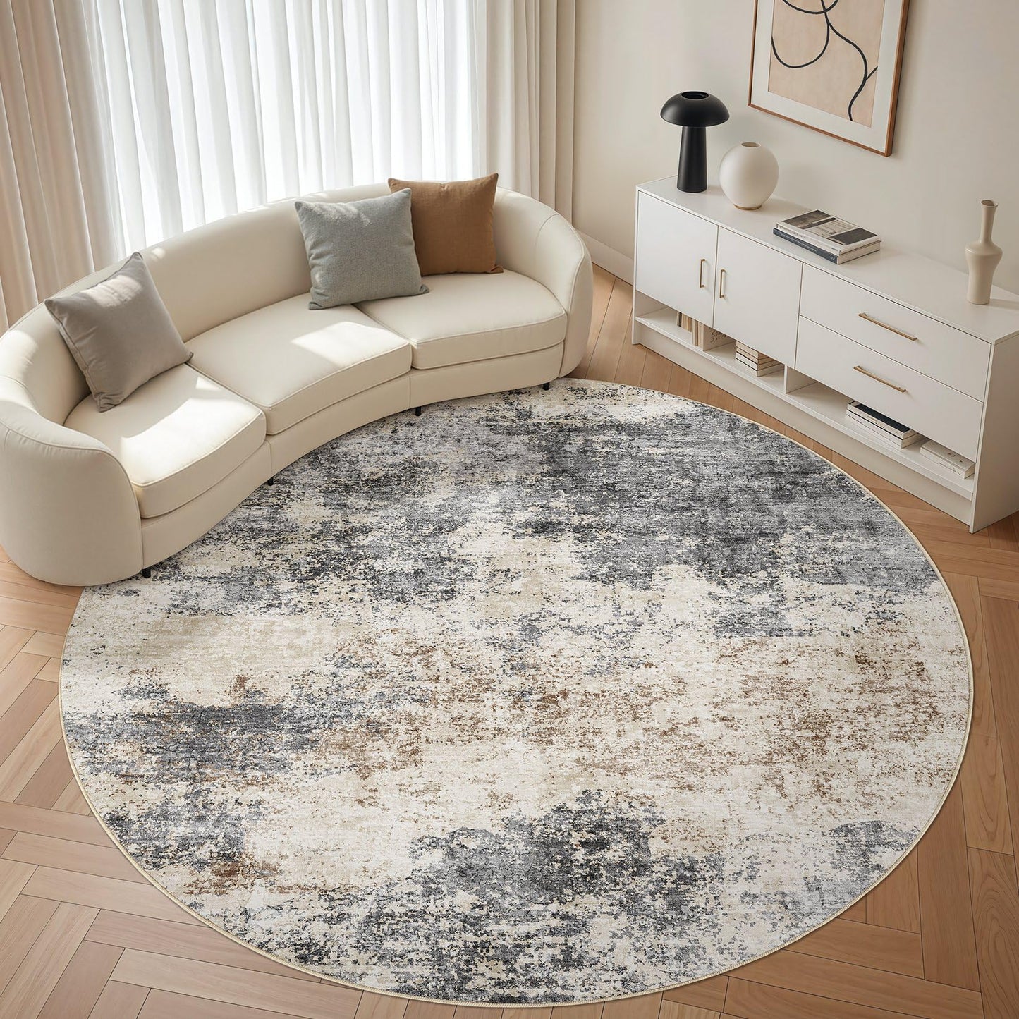 LOONGRUG Area Rug 5x7 Washable Neutral Modern Abstract Living Room Rugs | Soft Stain Resistant Non-Slip Indoor Carpet for Bedroom Nursery Playroom Dining Room Office Dorm Home