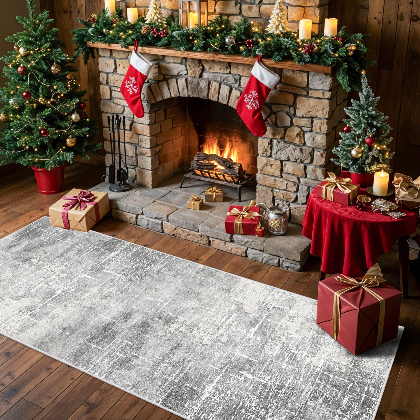 2x6 Hallway Washable Runner Rug : Vintage Soft Kitchen Laundry Runner with Non Slip Backing Farmhouse Entryway Living Room Floor Mat Stain Resistant Carpet for Bedroom Bathroom Distressed Beside Rug