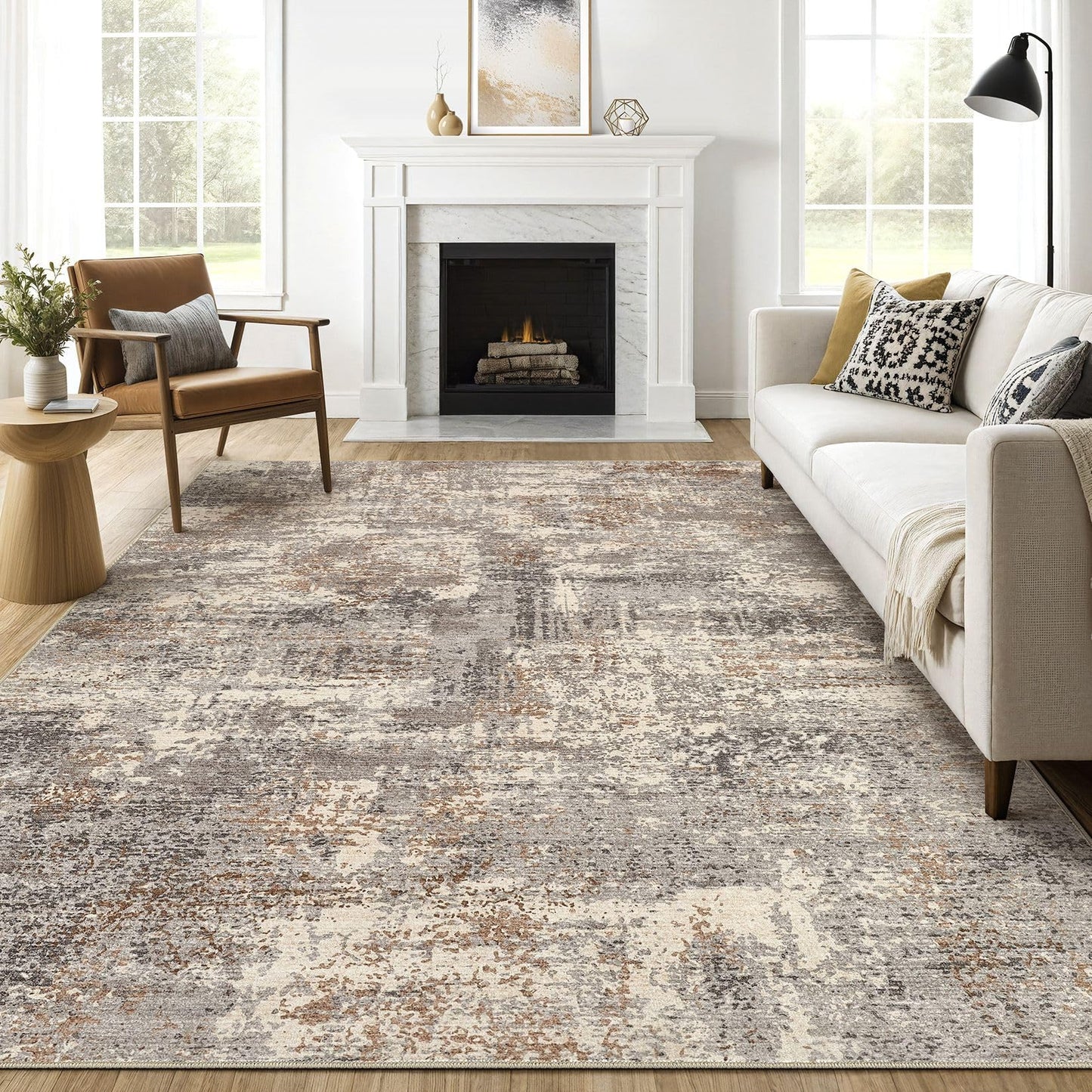 LOONGRUG Area Rug 5x7 Washable Neutral Modern Abstract Living Room Rugs | Soft Stain Resistant Non-Slip Indoor Carpet for Bedroom Nursery Playroom Dining Room Office Dorm Home