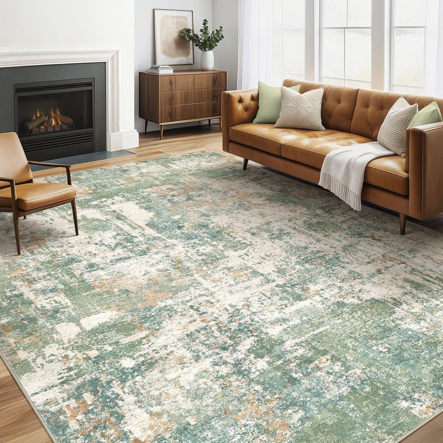 LOONGRUG Area Rug 5x7 Washable Neutral Modern Abstract Living Room Rugs | Soft Stain Resistant Non-Slip Indoor Carpet for Bedroom Nursery Playroom Dining Room Office Dorm Home
