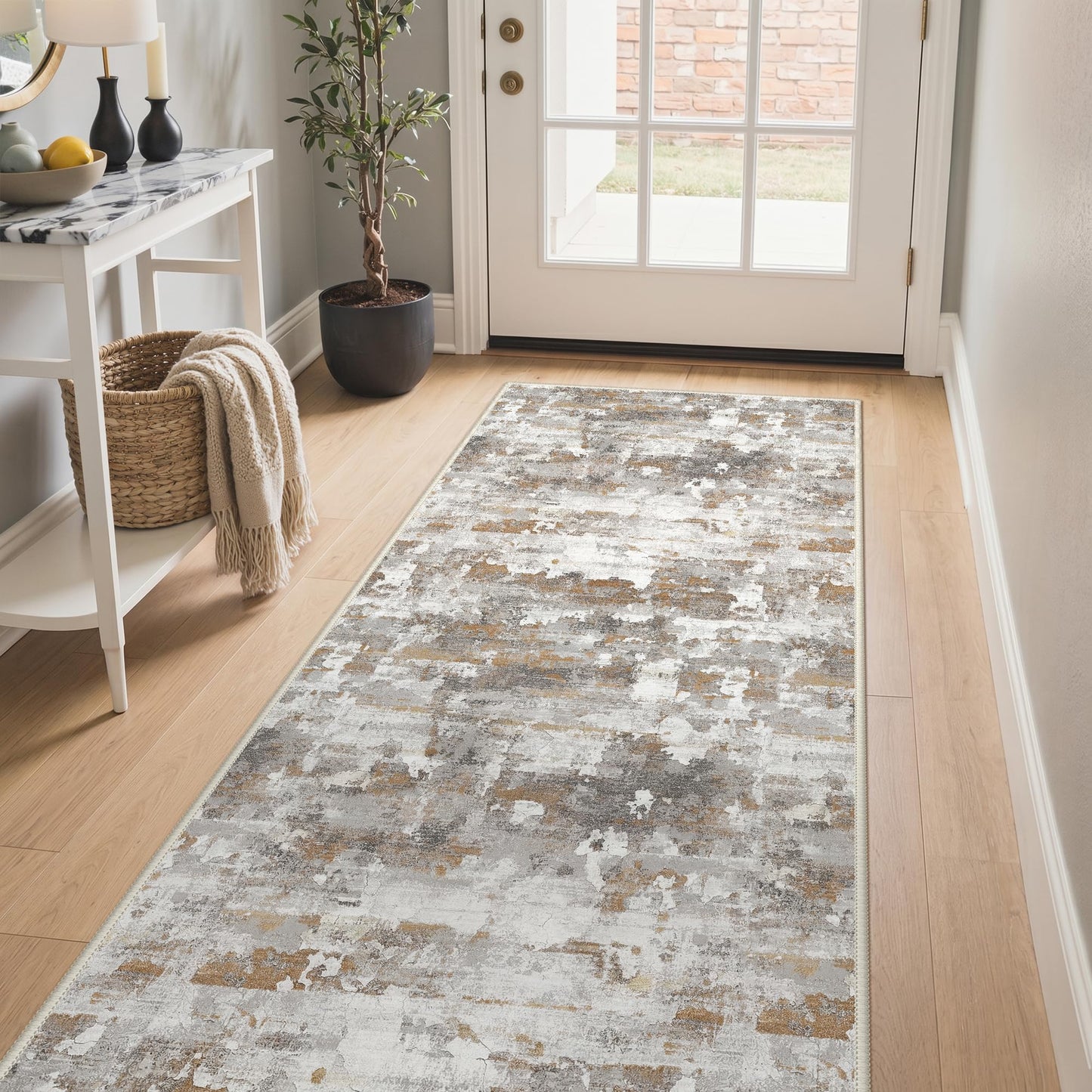BEIMO 5x7 Green Abstract Area Rug, Washable Non-Slip for Bedroom | Soft Low-Pile Carpet, Lightweight and Easy to Vacuum, Sage Living Rooms, Dining Rooms, Bedrooms, and Home Offices