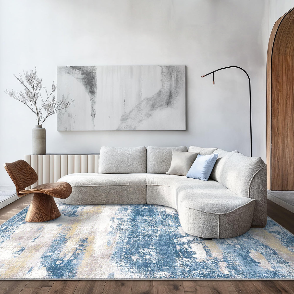 BEIMO 5x7 Green Abstract Area Rug, Washable Non-Slip for Bedroom | Soft Low-Pile Carpet, Lightweight and Easy to Vacuum, Sage Living Rooms, Dining Rooms, Bedrooms, and Home Offices