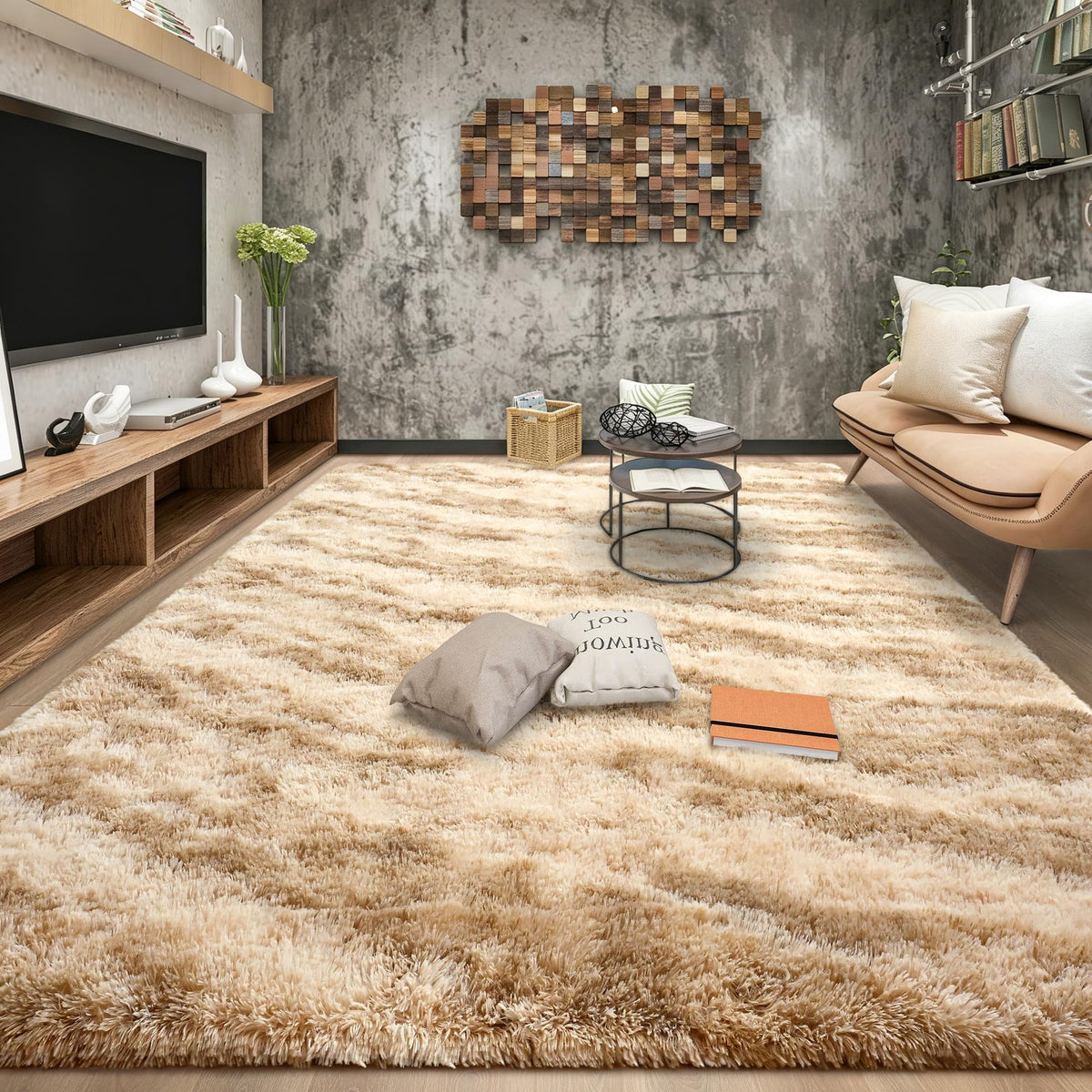 Area Rugs 9x12 for Living Room, Super Soft Fluffy Rugs for Bedroom | Modern Shaggy Rug Fuzzy Carpets for Kids, Plush Indoor Nursery Home Decor Rug with Non-Slip Bottom, Black