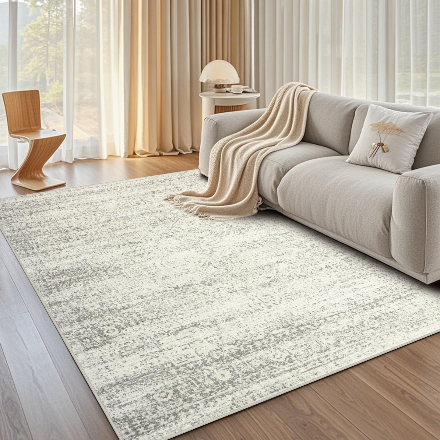 Washable Rugs 8x10 Area Rugs for Living Room,Bedroom,Dining Room Carpet | Ultra Soft Faux Wool,Kids & Pet Friendly,Machine Washable,Non-Slip & Non-Shedding,Large Vintage Low Pile Rug for Home Office
