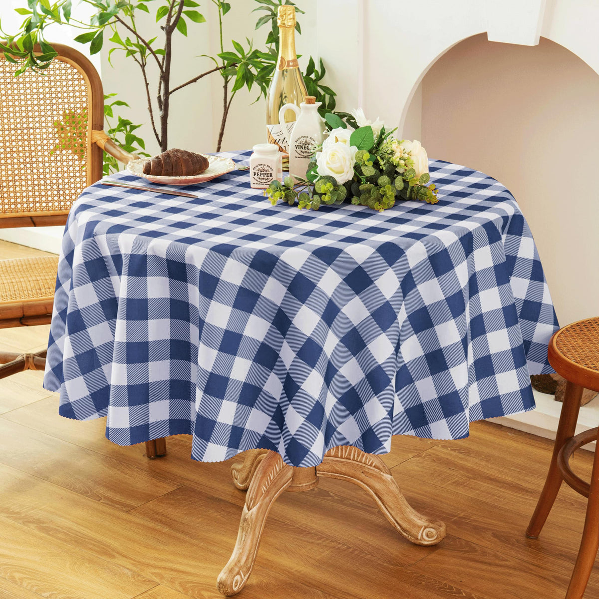 Waterproof Checkered Tablecloth Fabric - Rectangle 58x84 Inch Classic Gingham Buffalo Plaid Table Cloth for Indoor/Outdoor Use - Washable Table Cover for Kitchen, BBQs, and Parties