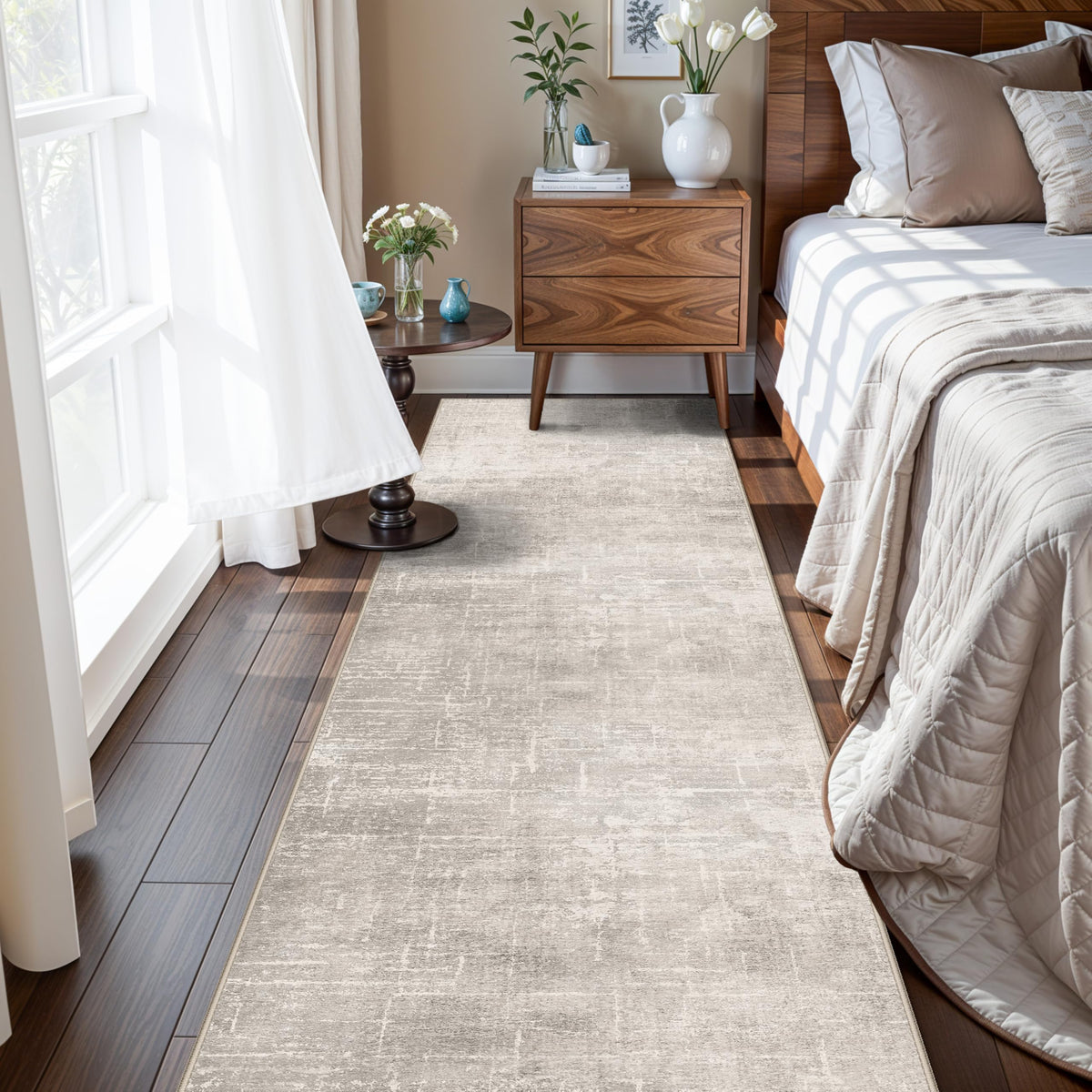 2x6 Hallway Washable Runner Rug : Vintage Soft Kitchen Laundry Runner with Non Slip Backing Farmhouse Entryway Living Room Floor Mat Stain Resistant Carpet for Bedroom Bathroom Distressed Beside Rug