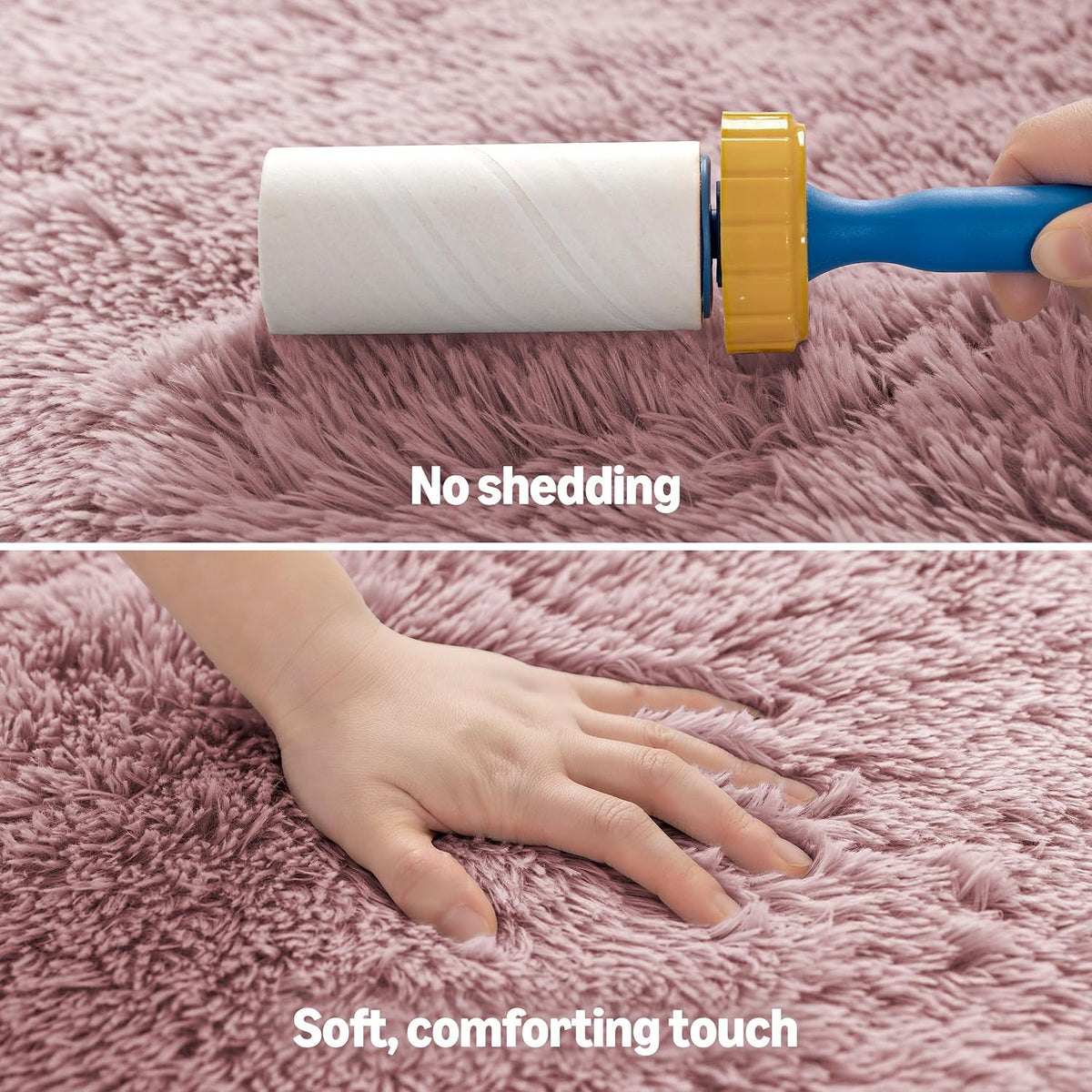 Amazon Basics Fluffy Washable Area Rug, Shaggy Carpet for Living Room, Bedroom, 4' W × 6' L, Pink