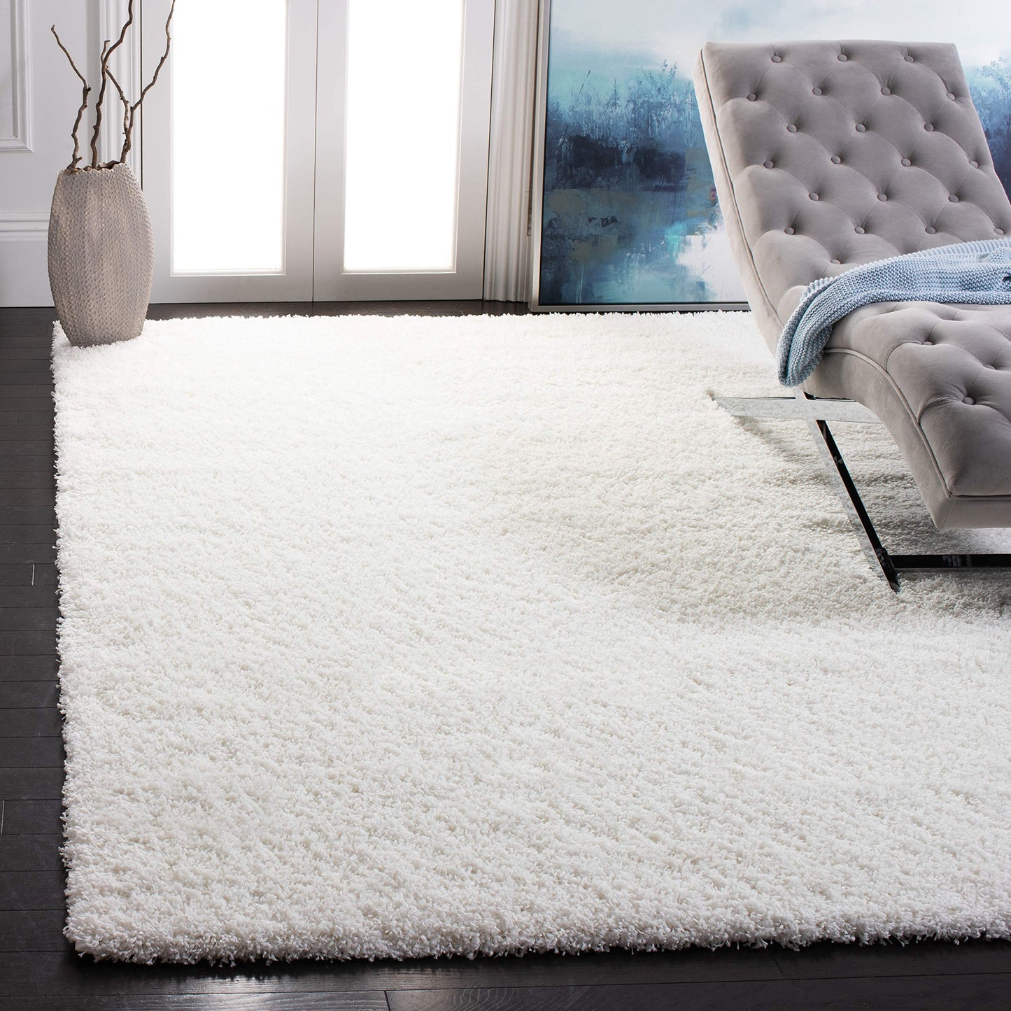 SAFAVIEH California Shag Collection Area Rug - 8' x 10', Ivory, Non-Shedding & Easy to Clean, Ultra Plush Thick Pile, Ideal for Living Room, Bedroom, Dining Space (SG151-1212)
