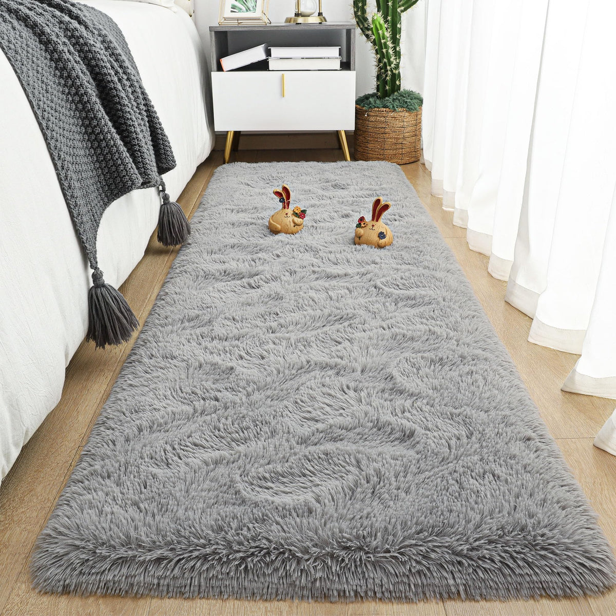 Area Rugs 9x12 for Living Room, Super Soft Fluffy Rugs for Bedroom | Modern Shaggy Rug Fuzzy Carpets for Kids, Plush Indoor Nursery Home Decor Rug with Non-Slip Bottom, Black