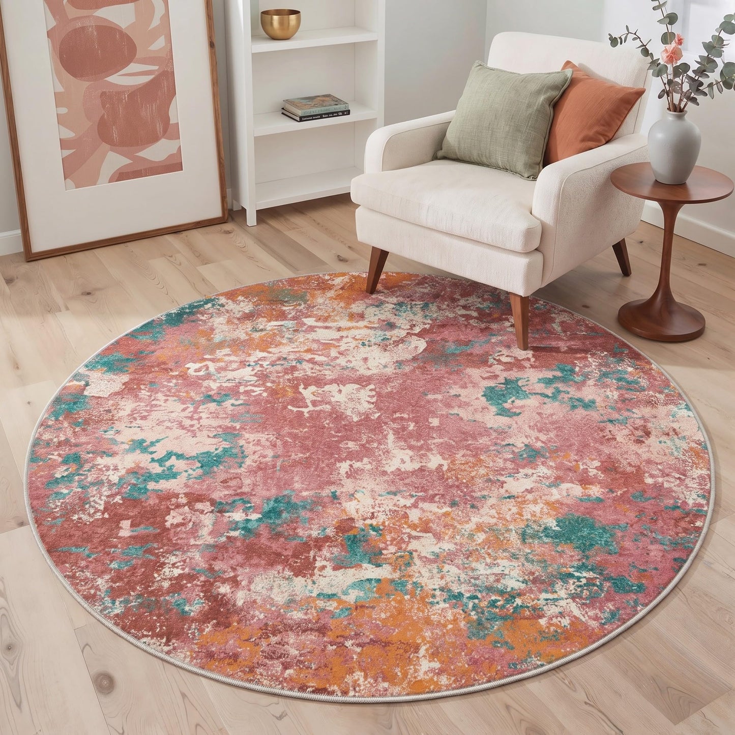 BEIMO 5x7 Green Abstract Area Rug, Washable Non-Slip for Bedroom | Soft Low-Pile Carpet, Lightweight and Easy to Vacuum, Sage Living Rooms, Dining Rooms, Bedrooms, and Home Offices
