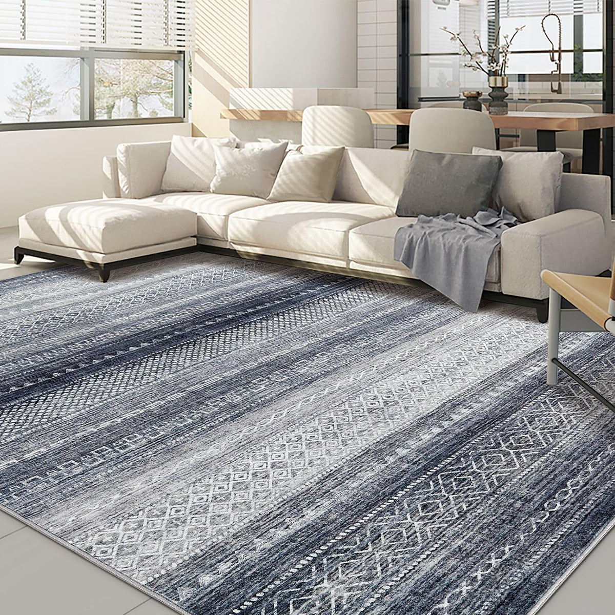 Nakagishi Boho 5x7 Area Rug Living Room Rugs Machine Washable Beige/Brown | Soft, Pet & Kid Friendly, Carpet for Living Room/Bedroom/Office/Kitchen/Nursery, Daily Home Decor Stain Resistant Moroccan