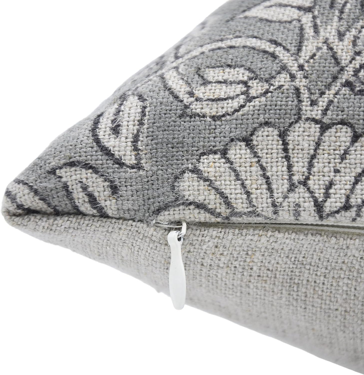 Set of 2 (16x16,22x22) Thick Linen Throw Block Print Pillowcase Cushion Covers with Invisible Zipper, Square Shape, Handmade Art, Home Décor for Sofa, Couch and Chair, Bedroom, All Season