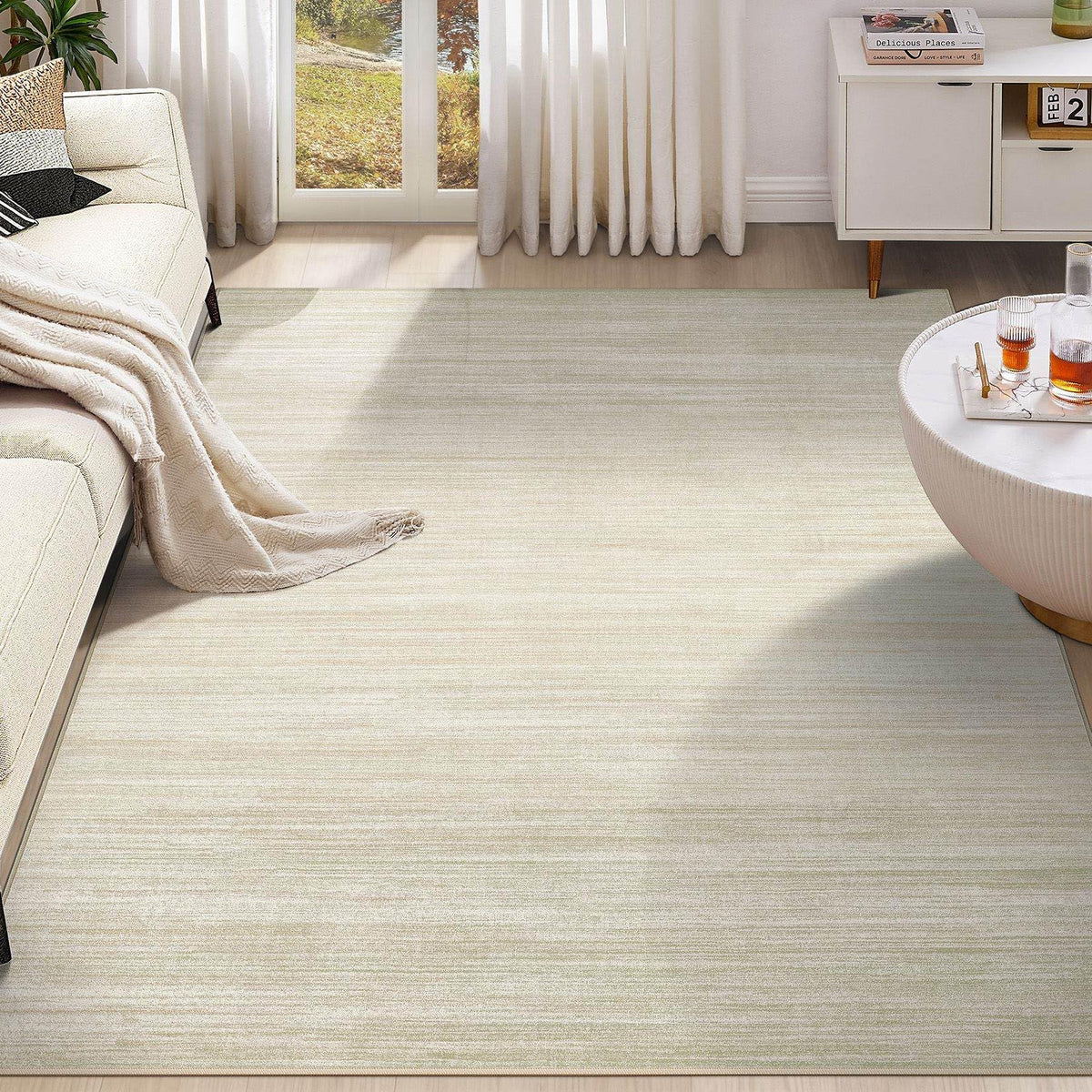 UERMEI 9x12 Area Rug Living Room Rugs - Washable Neutral Modern Abstract Soft Thin Large Rug Indoor Floor No Slip Rug Carpet for Bedroom Under Dining Table Home Office Decor - Brown Grey