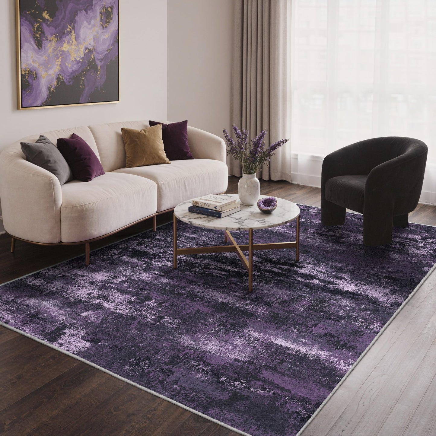 BEIMO 5x7 Green Abstract Area Rug, Washable Non-Slip for Bedroom | Soft Low-Pile Carpet, Lightweight and Easy to Vacuum, Sage Living Rooms, Dining Rooms, Bedrooms, and Home Offices