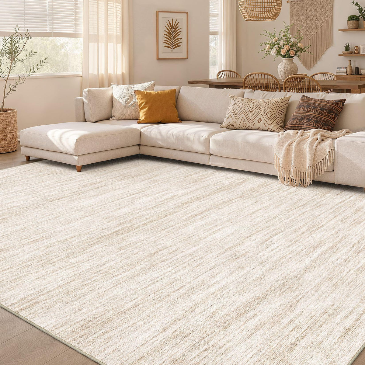 Nakagishi Boho 5x7 Area Rug Living Room Rugs Machine Washable Beige/Brown | Soft, Pet & Kid Friendly, Carpet for Living Room/Bedroom/Office/Kitchen/Nursery, Daily Home Decor Stain Resistant Moroccan