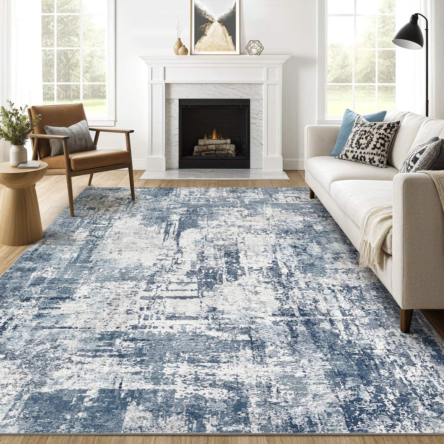 LOONGRUG Area Rug 5x7 Washable Neutral Modern Abstract Living Room Rugs | Soft Stain Resistant Non-Slip Indoor Carpet for Bedroom Nursery Playroom Dining Room Office Dorm Home
