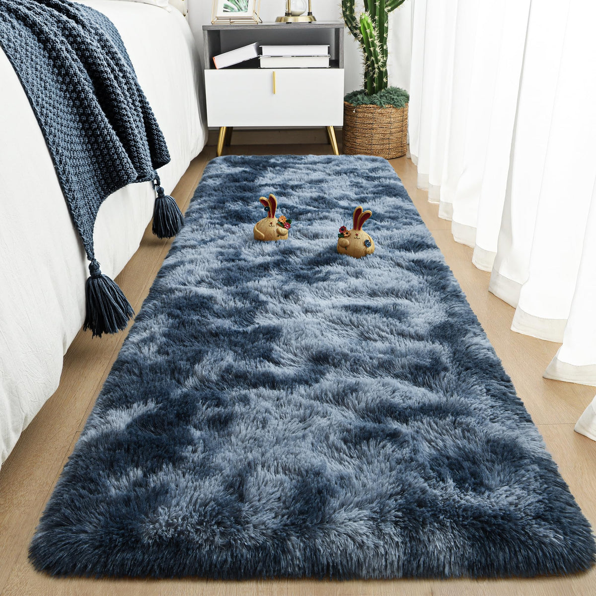 Area Rugs 9x12 for Living Room, Super Soft Fluffy Rugs for Bedroom | Modern Shaggy Rug Fuzzy Carpets for Kids, Plush Indoor Nursery Home Decor Rug with Non-Slip Bottom, Black