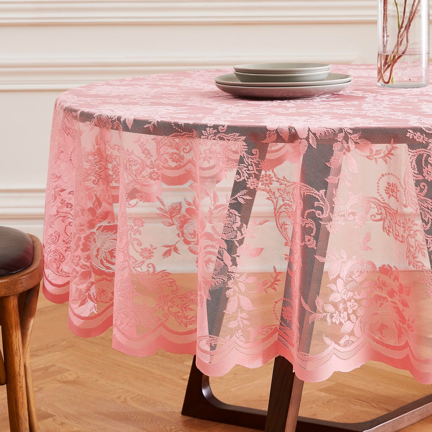 Warm Home Designs 60 x 120 Gold Rectangle Lace Tablecloth. LTC Linen 120 | Golden Rectangle Tablecloth with English Rose Design. Rustic Rectangular Tablecloth or Dining Table Cover for 10-12 Guests.