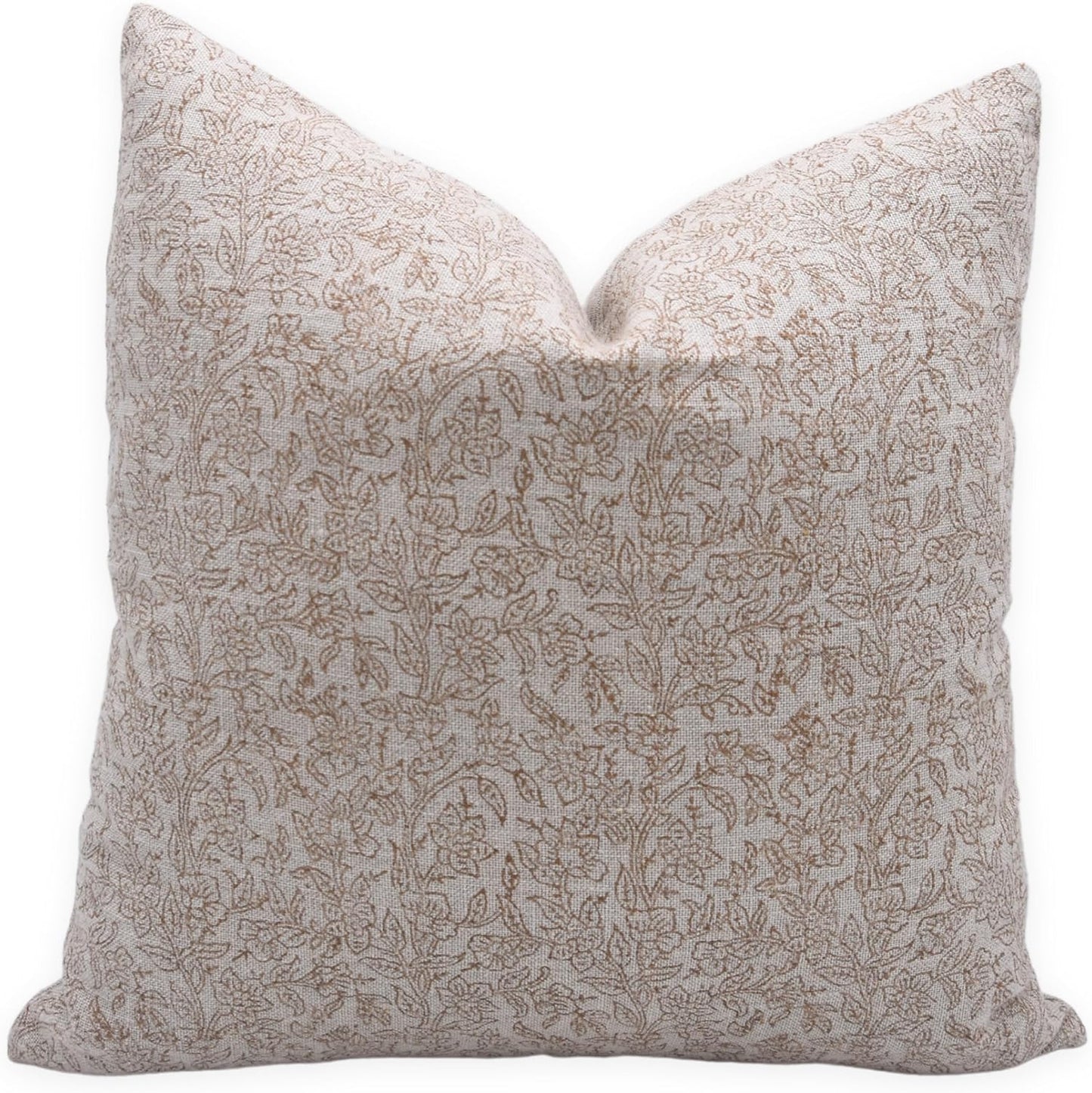 Set of 2 (16x16,22x22) Thick Linen Throw Block Print Pillowcase Cushion Covers with Invisible Zipper, Square Shape, Handmade Art, Home Décor for Sofa, Couch and Chair, Bedroom, All Season