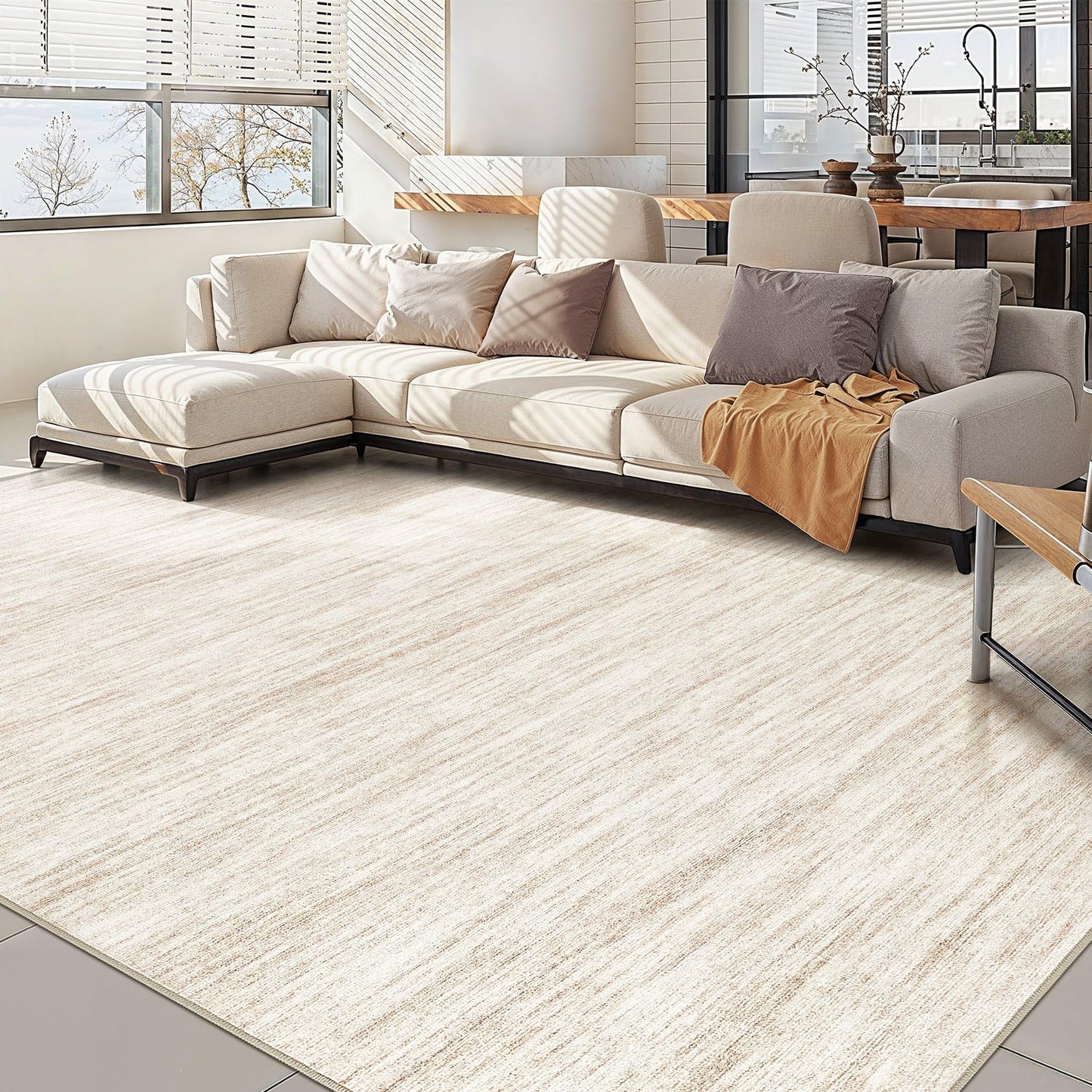 Nakagishi Boho 5x7 Area Rug Living Room Rugs Machine Washable Beige/Brown | Soft, Pet & Kid Friendly, Carpet for Living Room/Bedroom/Office/Kitchen/Nursery, Daily Home Decor Stain Resistant Moroccan