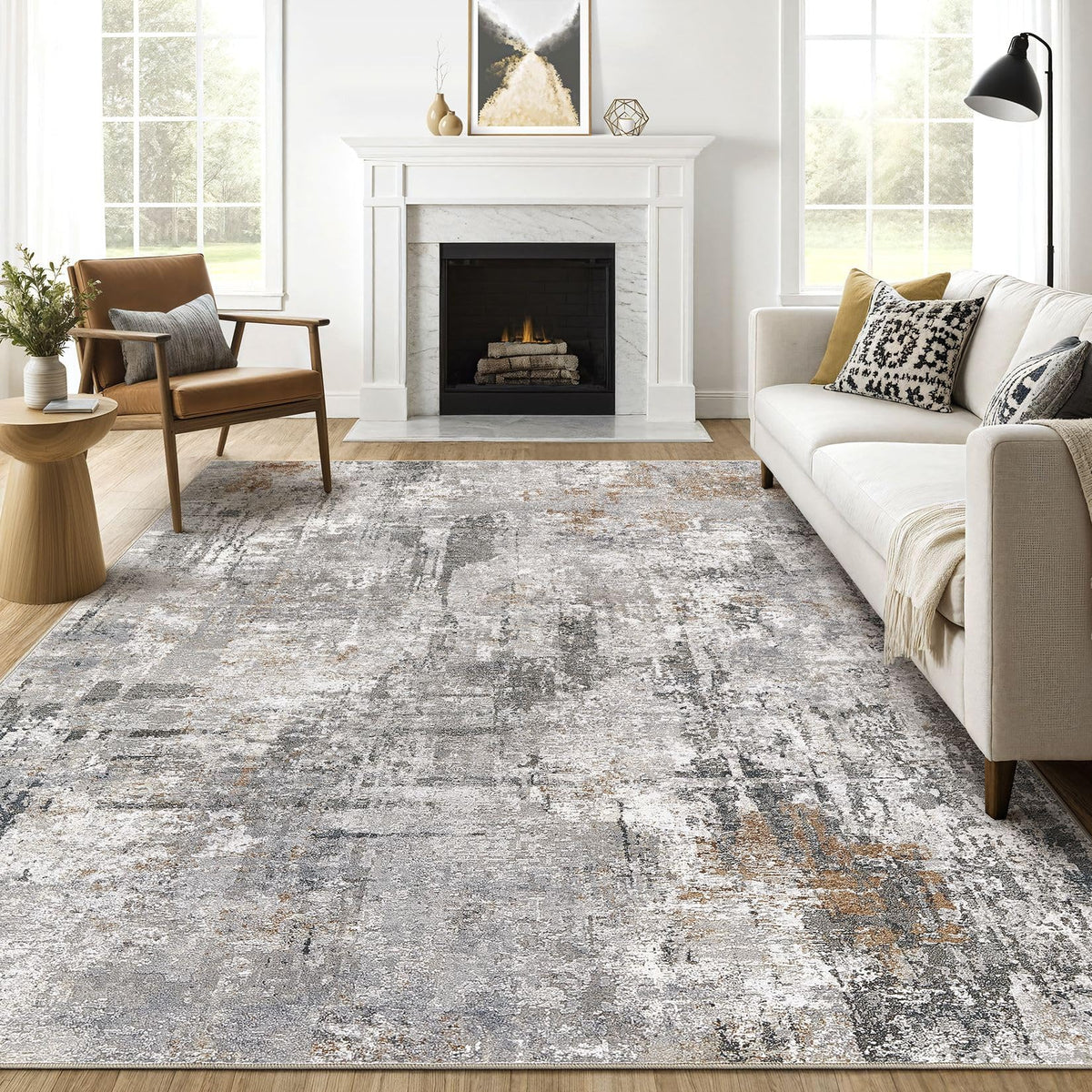 LOONGRUG Area Rug 5x7 Washable Neutral Modern Abstract Living Room Rugs | Soft Stain Resistant Non-Slip Indoor Carpet for Bedroom Nursery Playroom Dining Room Office Dorm Home