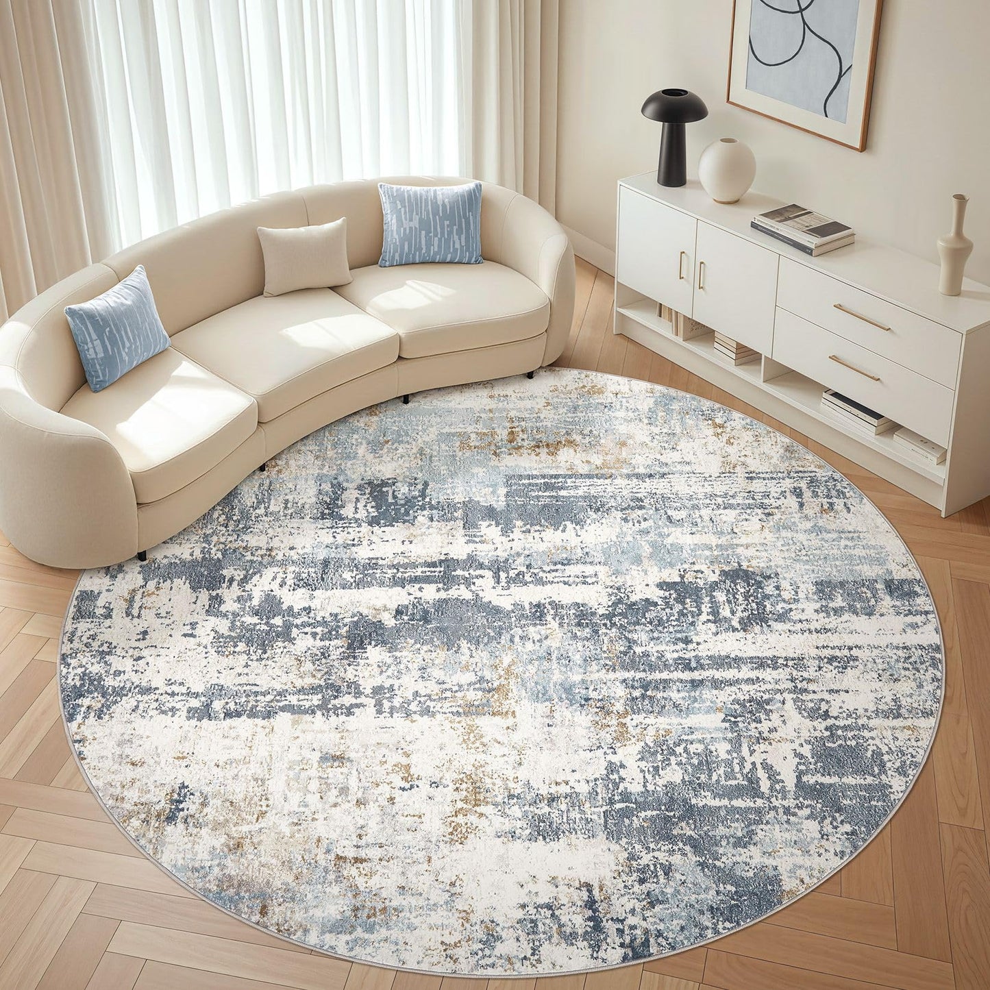 LOONGRUG Area Rug 5x7 Washable Neutral Modern Abstract Living Room Rugs | Soft Stain Resistant Non-Slip Indoor Carpet for Bedroom Nursery Playroom Dining Room Office Dorm Home