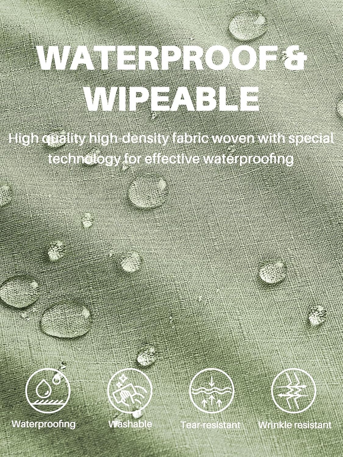 IVAPUPU Textured Linen Rectangle Table Cloth, Sage Green, 52 x 70 Inch | Waterproof Wrinkle-free & Wipeable Tablecloths Rectangular, for Kitchen Wedding Outdoor Birthday Dining Farmhouse Decor