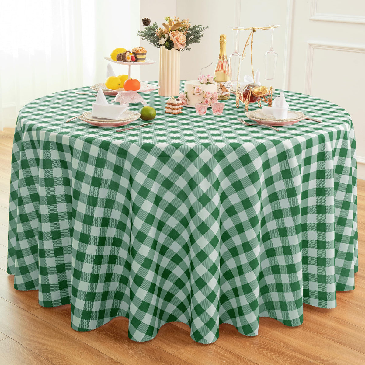 Waterproof Checkered Tablecloth Fabric - Rectangle 58x84 Inch Classic Gingham Buffalo Plaid Table Cloth for Indoor/Outdoor Use - Washable Table Cover for Kitchen, BBQs, and Parties