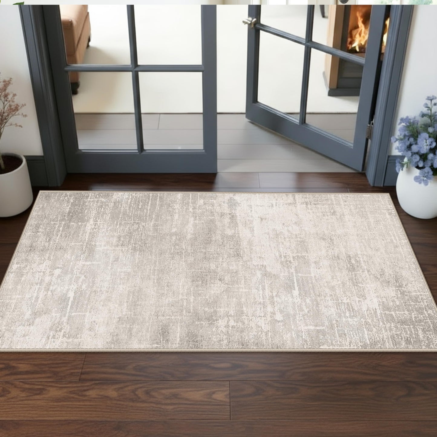2x6 Hallway Washable Runner Rug : Vintage Soft Kitchen Laundry Runner with Non Slip Backing Farmhouse Entryway Living Room Floor Mat Stain Resistant Carpet for Bedroom Bathroom Distressed Beside Rug
