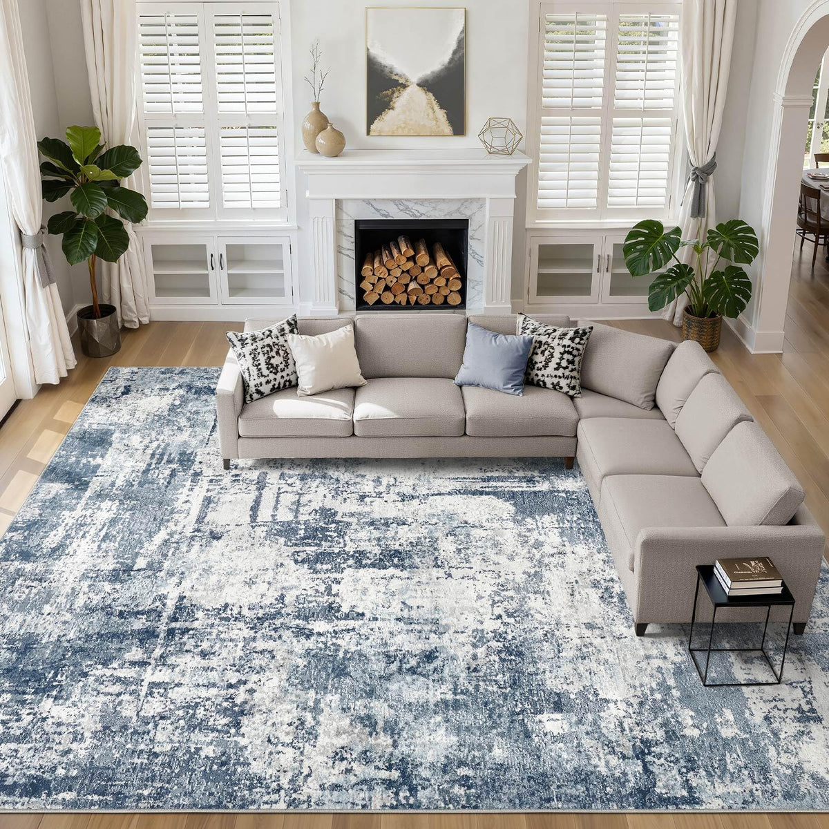 LOONGRUG Area Rug 5x7 Washable Neutral Modern Abstract Living Room Rugs | Soft Stain Resistant Non-Slip Indoor Carpet for Bedroom Nursery Playroom Dining Room Office Dorm Home