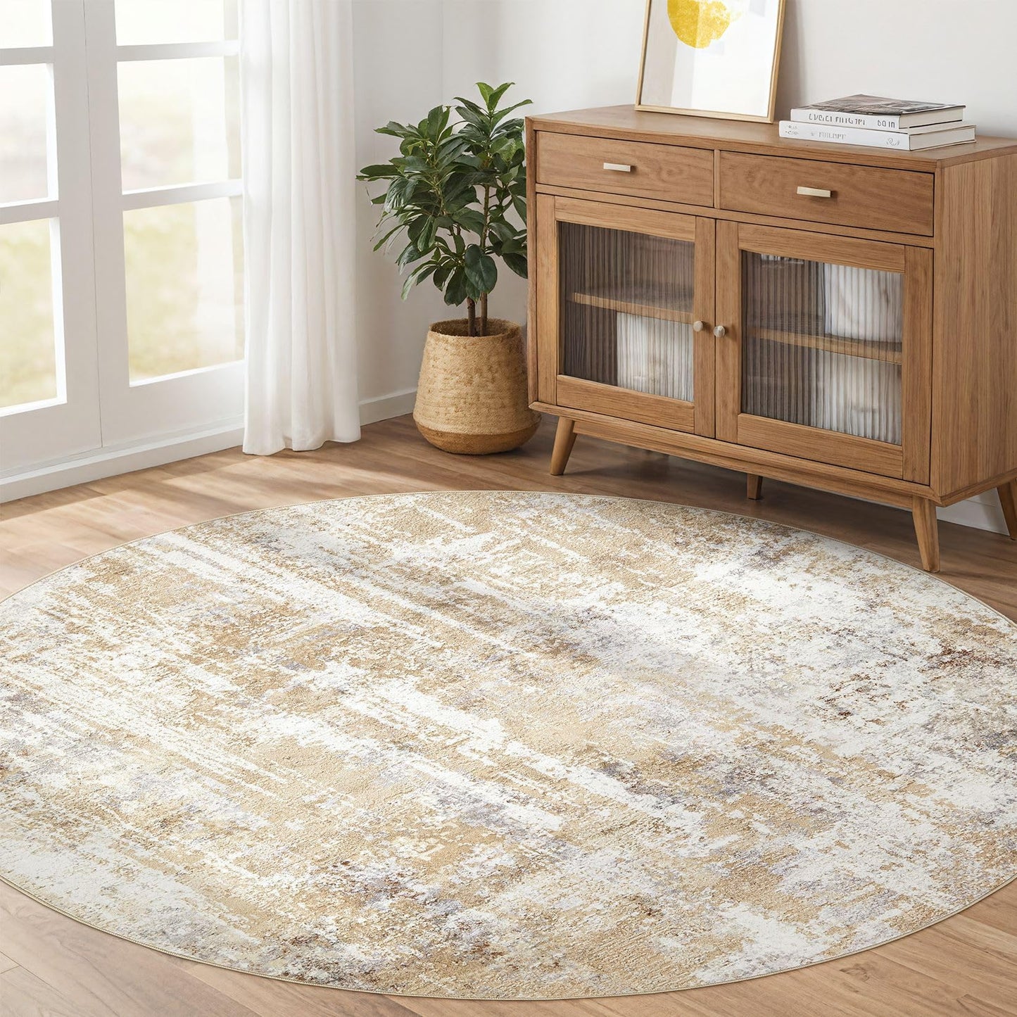 LOONGRUG Area Rug 5x7 Washable Neutral Modern Abstract Living Room Rugs | Soft Stain Resistant Non-Slip Indoor Carpet for Bedroom Nursery Playroom Dining Room Office Dorm Home