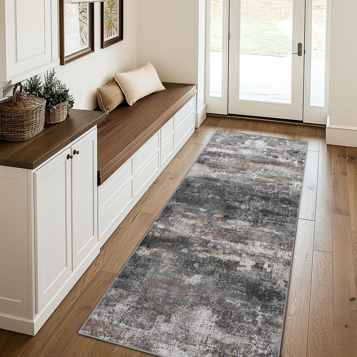 BEIMO 5x7 Green Abstract Area Rug, Washable Non-Slip for Bedroom | Soft Low-Pile Carpet, Lightweight and Easy to Vacuum, Sage Living Rooms, Dining Rooms, Bedrooms, and Home Offices