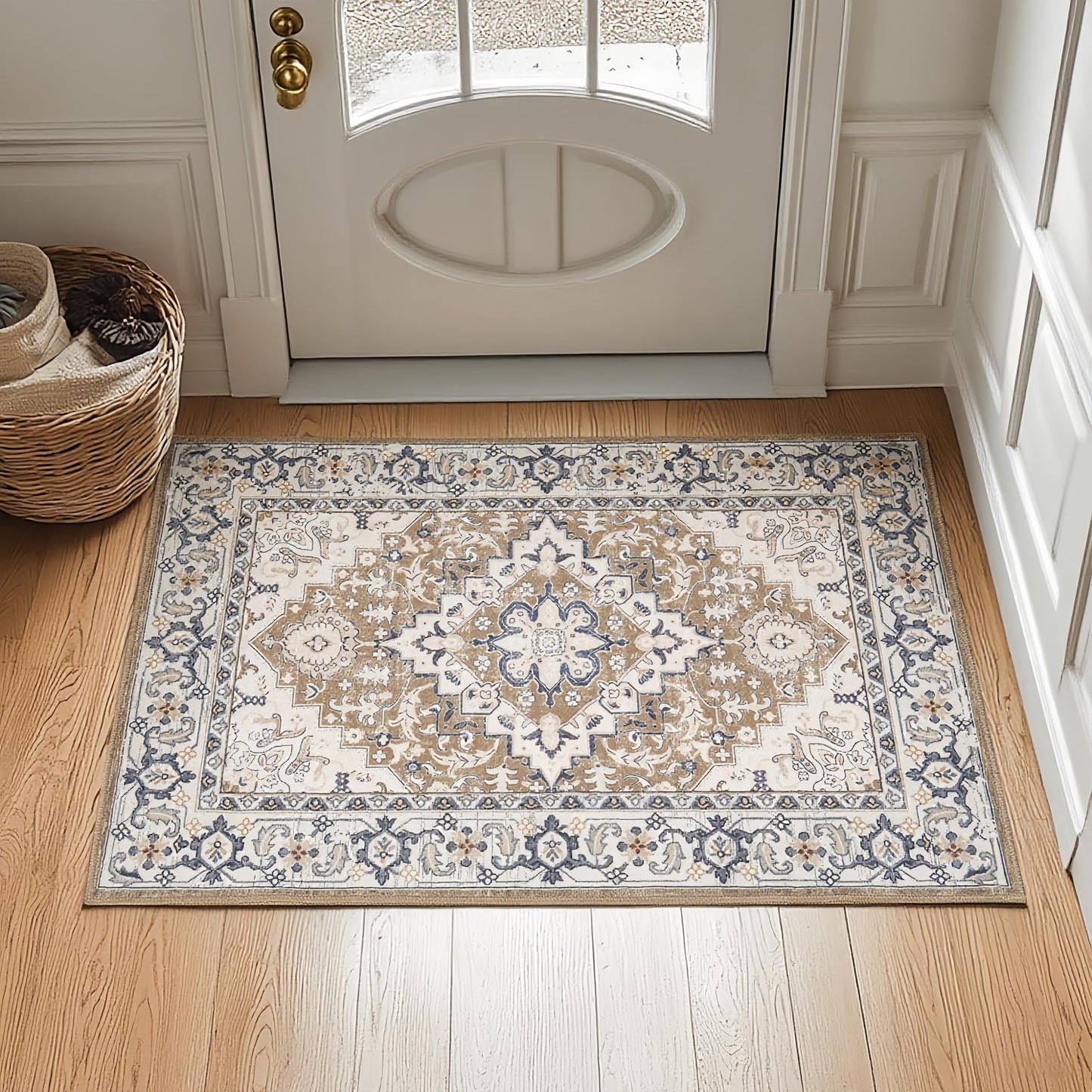 Lofus 5x7 Area Rugs for Living Room Bedroom, Soft Boho Carpet Floral Brown | High-Power Vacuuming, Non-Slip, Low Pile, Stain & Water Repellent, Soft, Skin-Friendly, for Kitchen Entryway Office