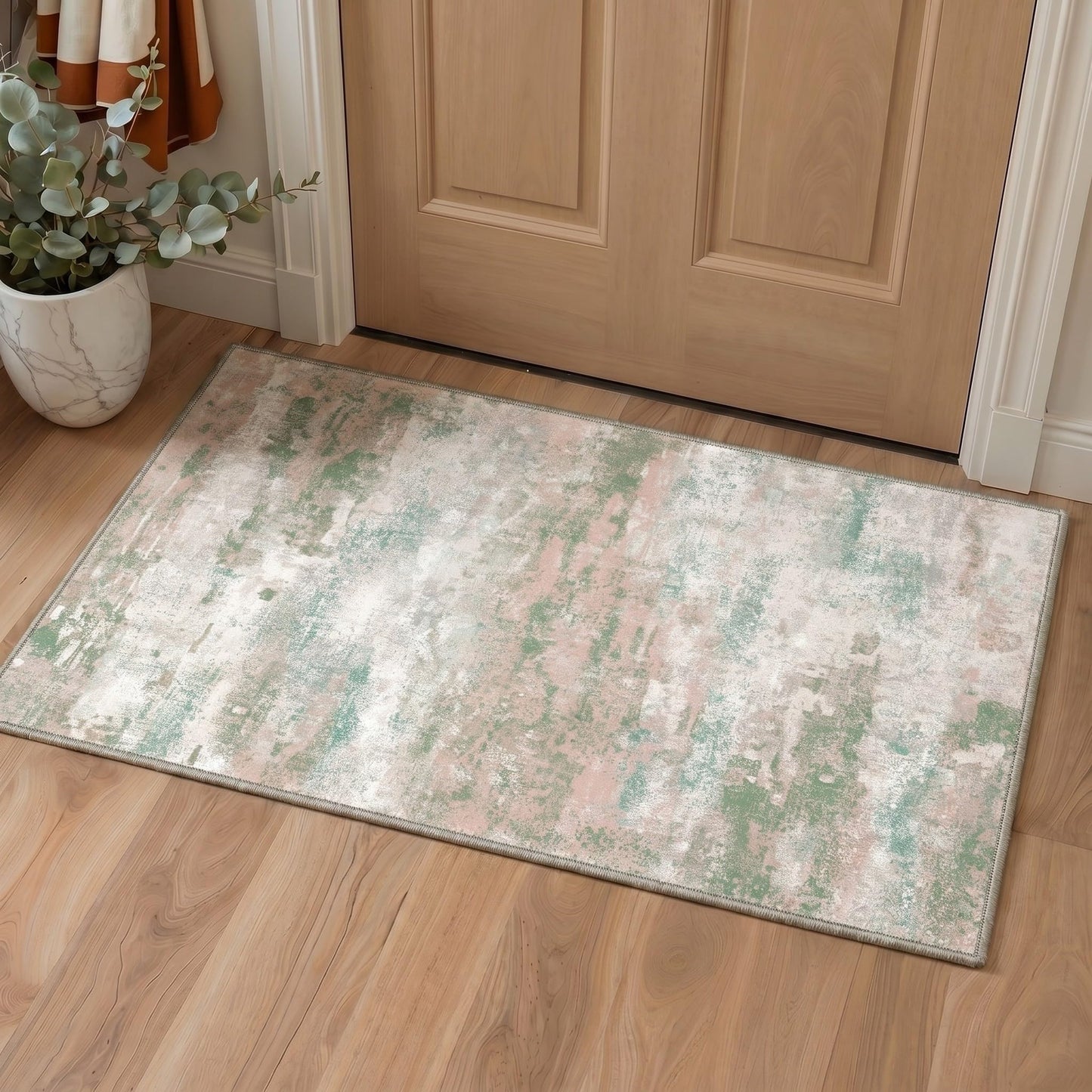 BEIMO 5x7 Green Abstract Area Rug, Washable Non-Slip for Bedroom | Soft Low-Pile Carpet, Lightweight and Easy to Vacuum, Sage Living Rooms, Dining Rooms, Bedrooms, and Home Offices