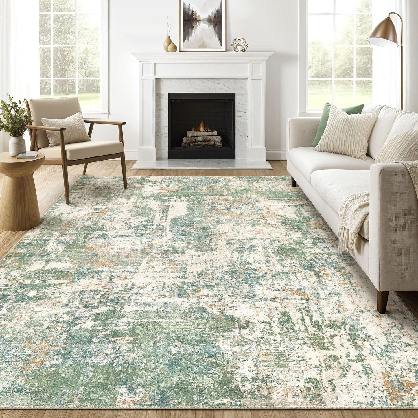 LOONGRUG Area Rug 5x7 Washable Neutral Modern Abstract Living Room Rugs | Soft Stain Resistant Non-Slip Indoor Carpet for Bedroom Nursery Playroom Dining Room Office Dorm Home