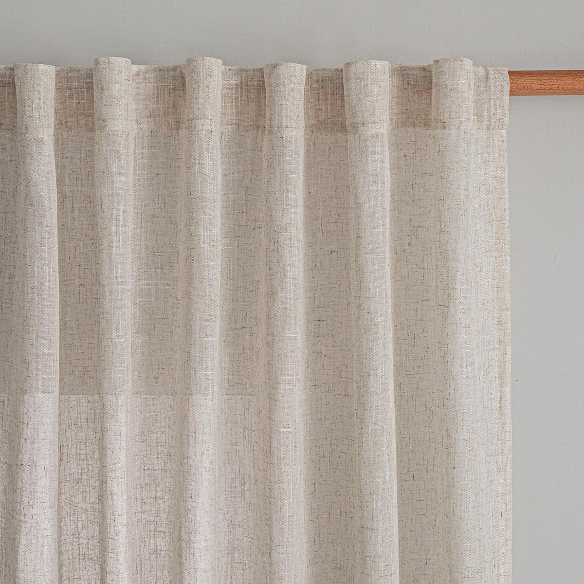 MYSKY HOME Linen Curtains for Living Room, Natural Semi Sheer Curtains & Drapes 84 inches Length 2 Panels Set Farmhouse Country Boho Style Back Tab Draperies for Sliding Glass Door, 50" Wide, Linen