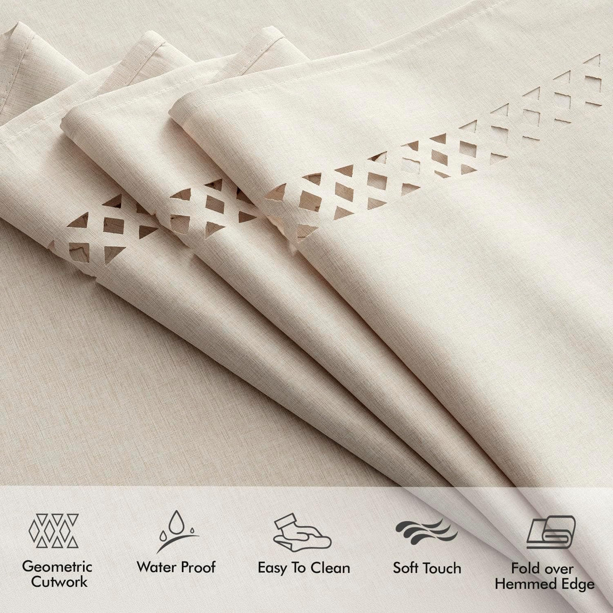 MIULEE Beige Rectangle Tablecloth with Decorative Cutouts 52x70 Inch | Waterproof Stain Resistant & Shrink-Proof Table Cloth, Farmhouse Style, for Dining Wedding Kitchen Party Outdoor