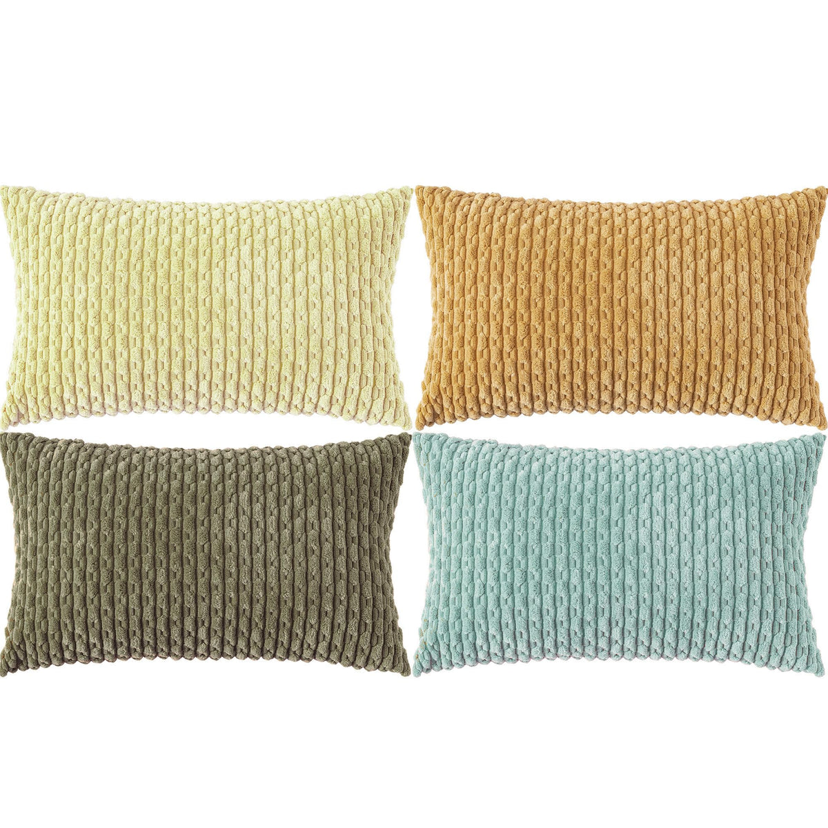 Set of 4 Neutral Decorative Throw Pillow Covers 18x18 Inch Corduroy Pillow Covers for Bed Couch Sofa Living Room Soft Square Cushion Cases