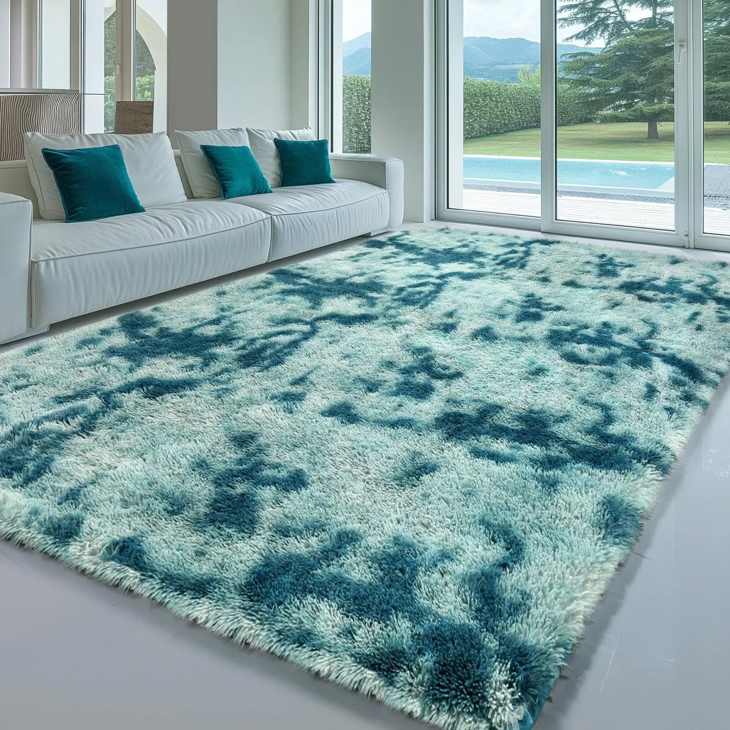 FAMVAL Large Fluffy Rug for Bedroom and Living Room, Long Plush Soft Area Rug with Non-Slip Backing, Modern Cozy Rug for Dorm Apartment Kids Room summerwins,back to school,dorm essentials,home decor,home essentials